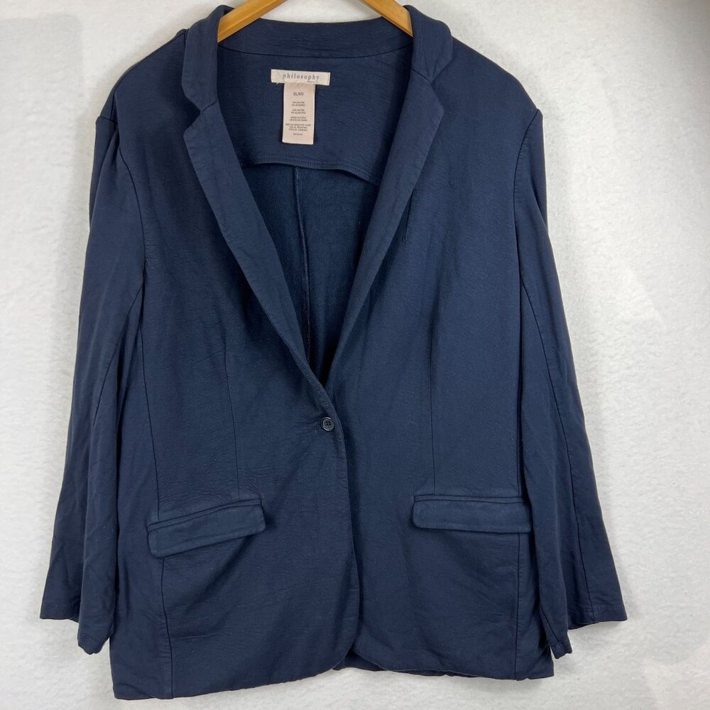Philosophy Womens Blue Button Blazer Jacket Size XL Long Sleeve Office Formal